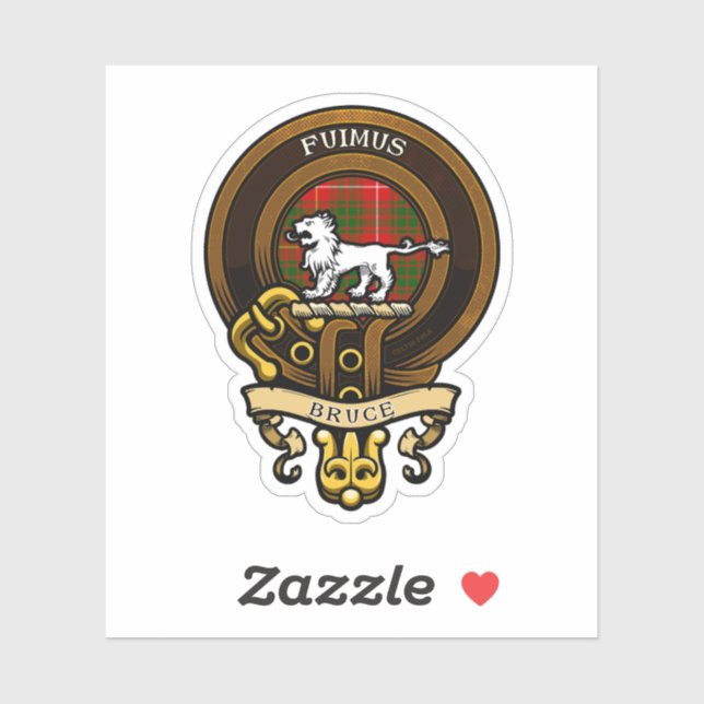 Sticker Clan écossais Bruce Badge et Crest | Armoiries (Feuille)