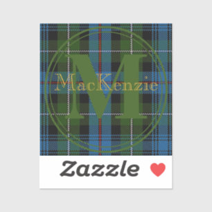 Sticker Clan écossais MacKenzie Tartan Gold Nom-Initiale