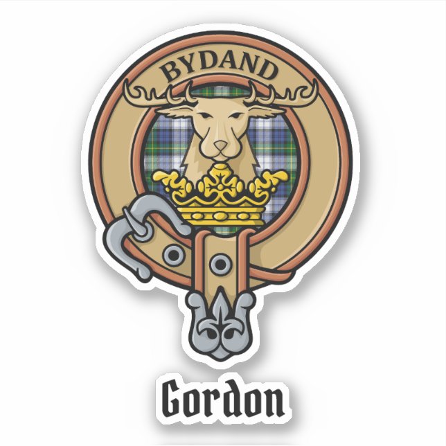 Sticker Clan Gordon Crest sur l'autocollant Tartan Robe (Devant)