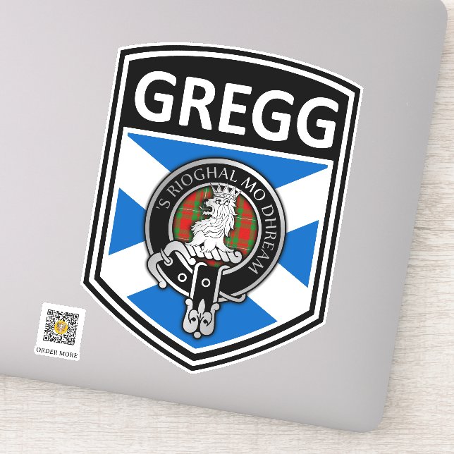 Sticker Clan MacGregor Crest & Tartan Saltire - Gregg (Détail)