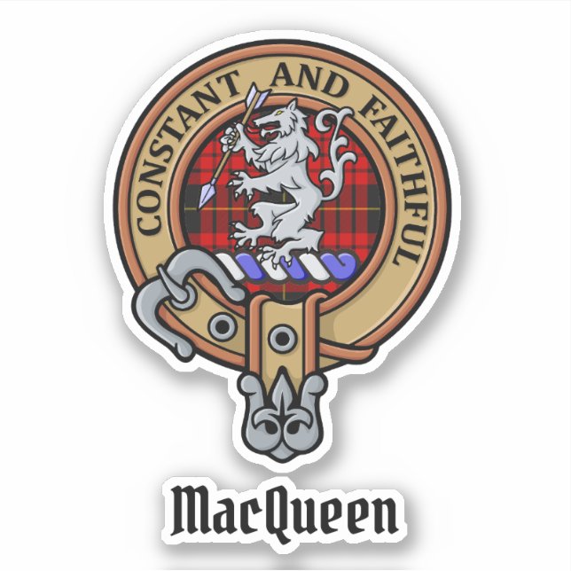 Sticker Clan MacQueen Crest sur Tartan (Devant)