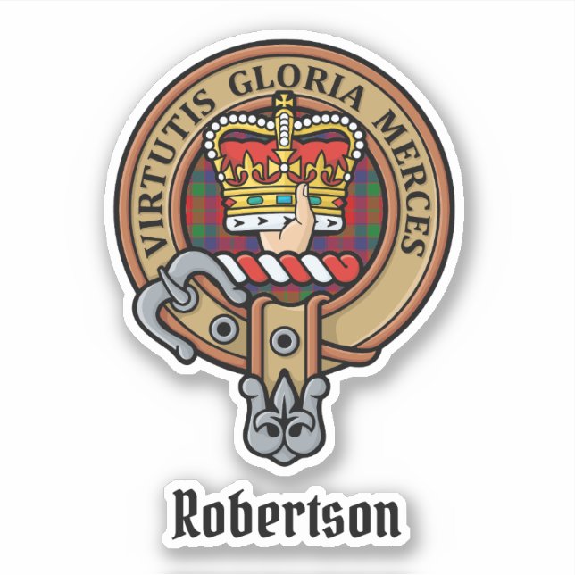 Sticker Clan Robertson Crest sur Tartan (Devant)
