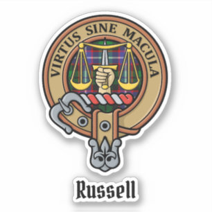Sticker Clan Russell Crête sur Tartan
