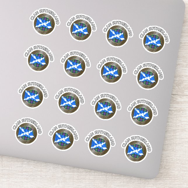 Sticker Clan Sutherland Tartan Knot & Drapeau (Détail)