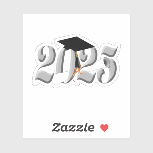 Sticker Classe Argent de 2025 Graduation (Feuille)