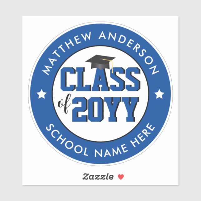 Sticker Classe de 2024 Elegant Blue Graduate (Feuille)