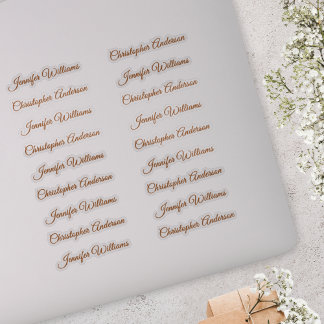 Sticker Classic Handwriting 18 Guest Names - Bronze
