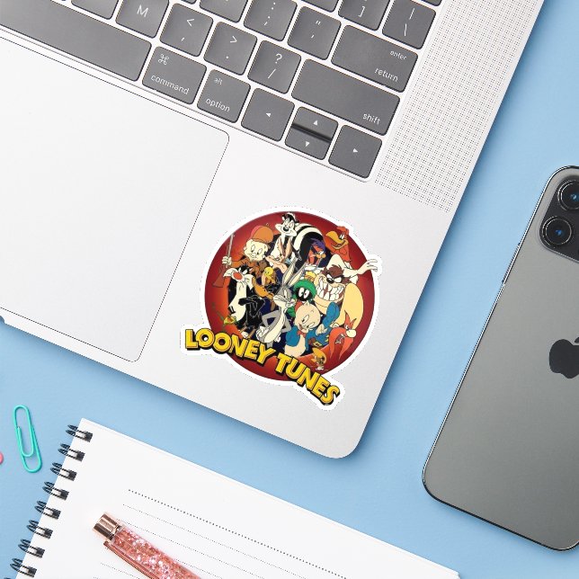 Sticker Classic Looney Tunes Squad - Retro Circular Nostal (Ordinateur portable avec iPhone)