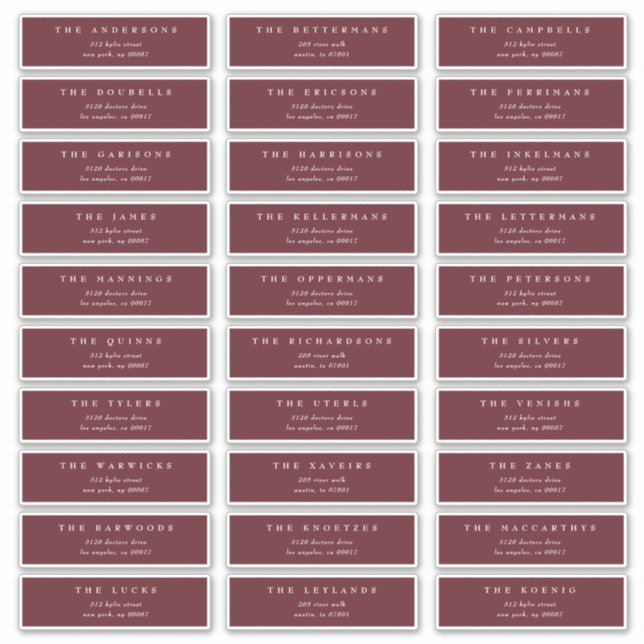 Sticker Classic Maroon Bourgogne adresse individuelle du m (Devant)