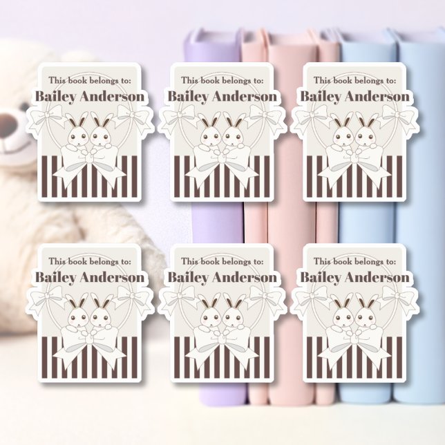 Sticker Classic Modern Cute Bunny Plaque-livre (Créateur téléchargé)