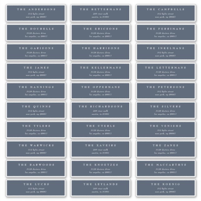 Sticker Classic Navy Bleu Blanc mariage individuel adresse (Devant)