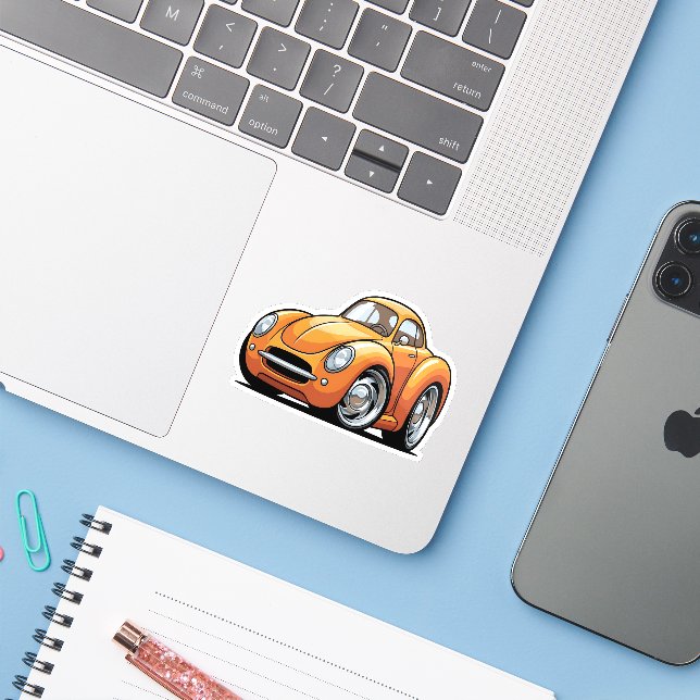 Sticker Classic Orange Toon Car (Ordinateur portable avec iPhone)
