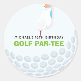 Sticker classique à thème d'anniversaire de golf
