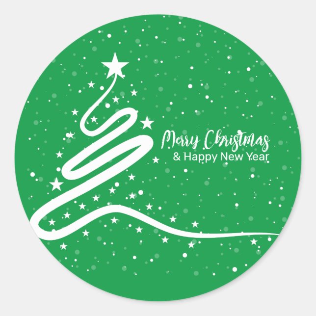 Sticker classique Arbre de Noël et Snowfall (Devant)