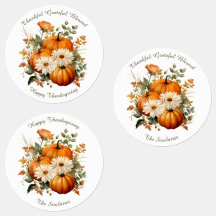 Sticker classique Citrouille Thanksgiving Étiquett