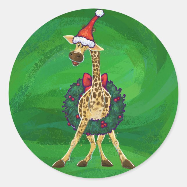 Sticker classique de Noël de la Giraffe (Devant)