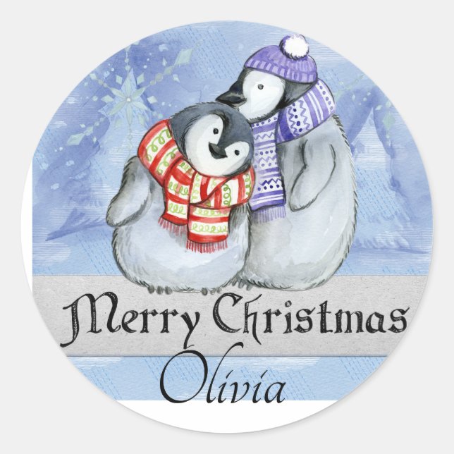 Sticker classique de Noël rond (Devant)