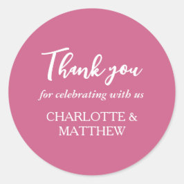 Sticker classique Magenta & White Mariage rond