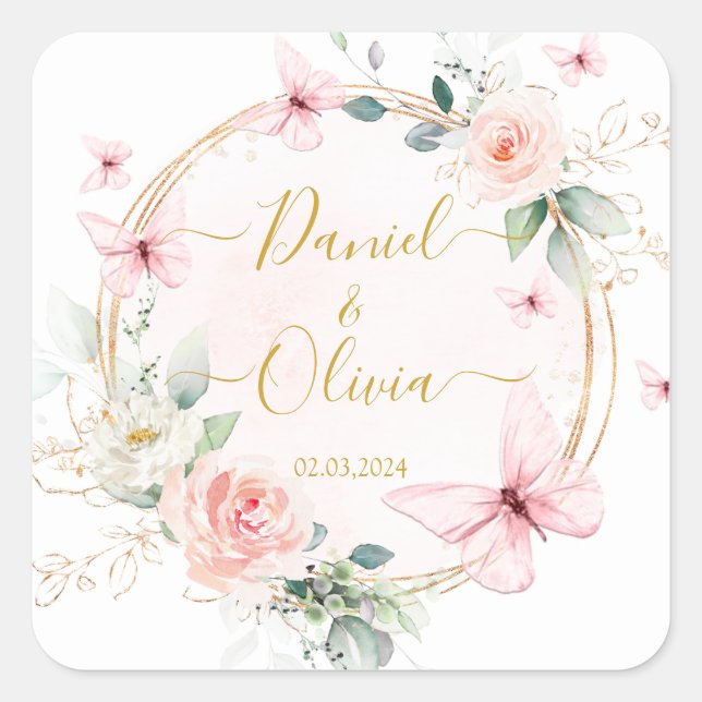 Sticker classique Mariage papillons (Devant)