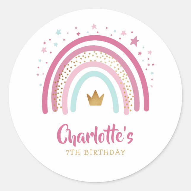 Sticker classique moderne Rainbow Birthday Party (Devant)