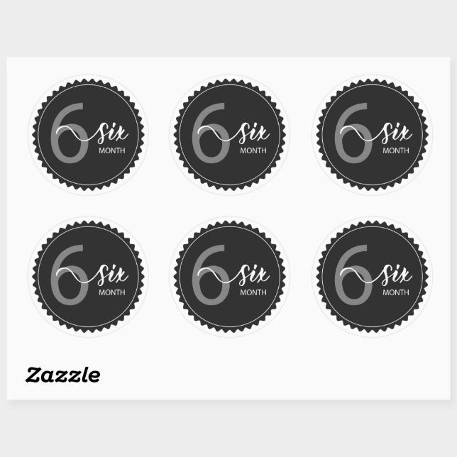Sticker classique rond 6 mois (Feuille)