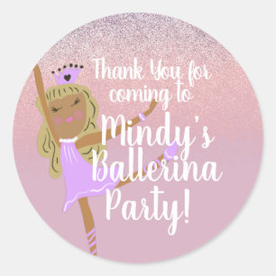 Sticker classique rond Ballerina Party