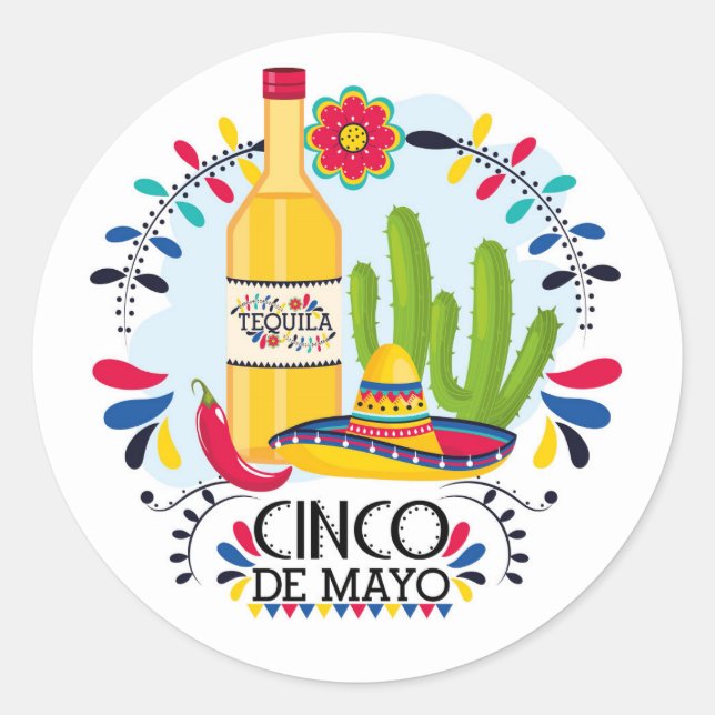 Sticker Classique Rond Cinco De Mayo (Devant)