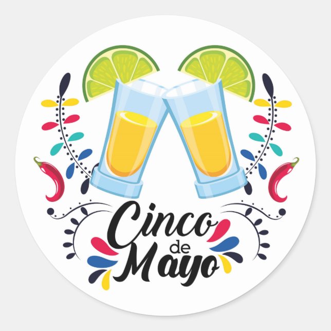 Sticker Classique Rond Cinco De Mayo (Devant)