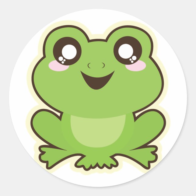Sticker classique rond de grenouille caricaturale (Devant)