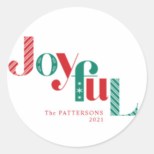 Sticker classique rond de Noël joyeux