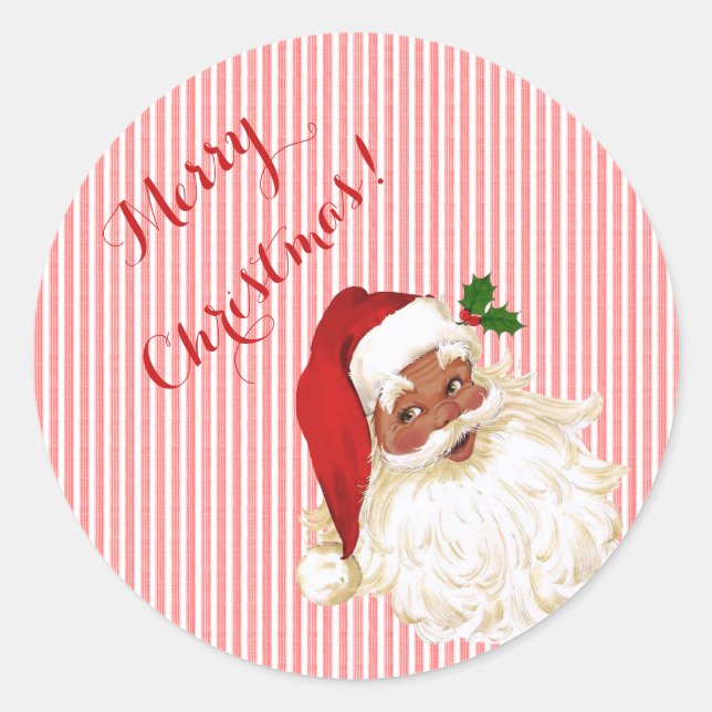 Sticker classique rond du Père Noël (Devant)