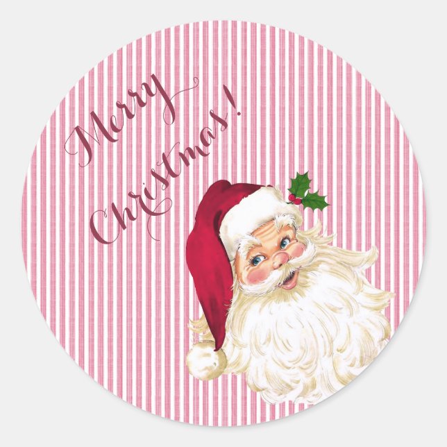 Sticker classique rond du Père Noël (Devant)