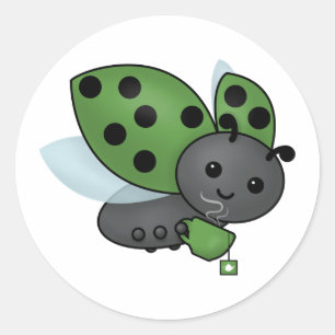 Sticker classique rond Ladybug pour boire du thé