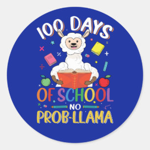 Sticker classique rond Llama 100 jours