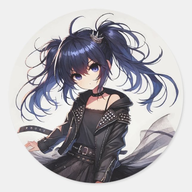 Sticker classique rond pour fille Anime (Devant)