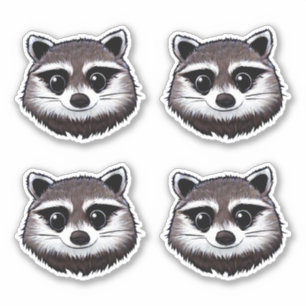 Sticker classique rond Raccoon