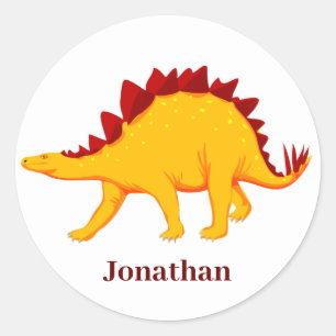 Sticker classique rond Stegosaurus Dinosaur Design