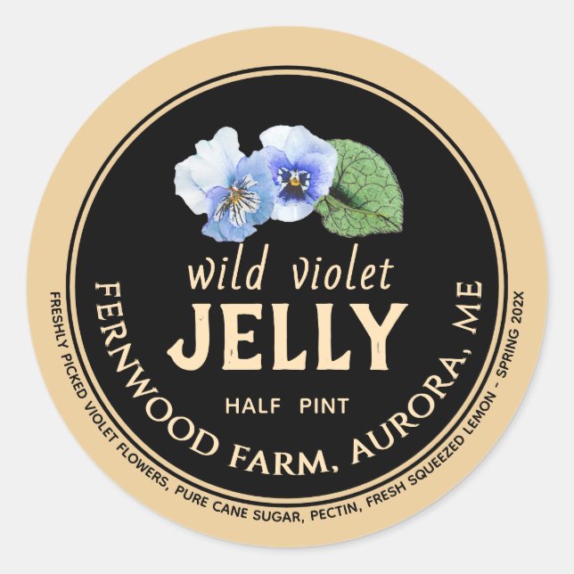 Sticker classique rond violet sauvage (Devant)