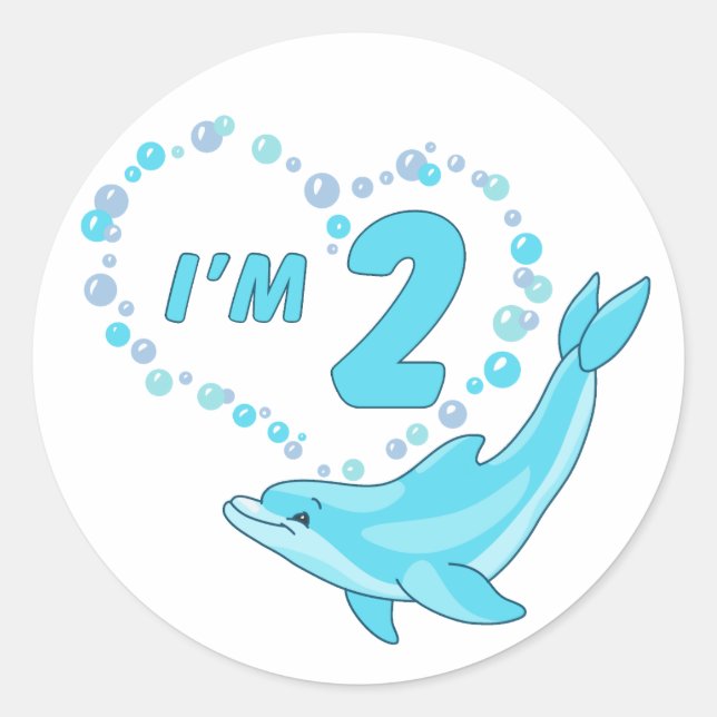 Sticker classique ronde Dolphin Heart 2e anniversa (Devant)