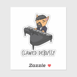Sticker Clawsy Debussy Piano Player Cat Pun Fun Gift