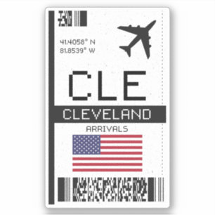 Sticker CLE Cleveland, Ohio Boarding Pass - Airport Travel