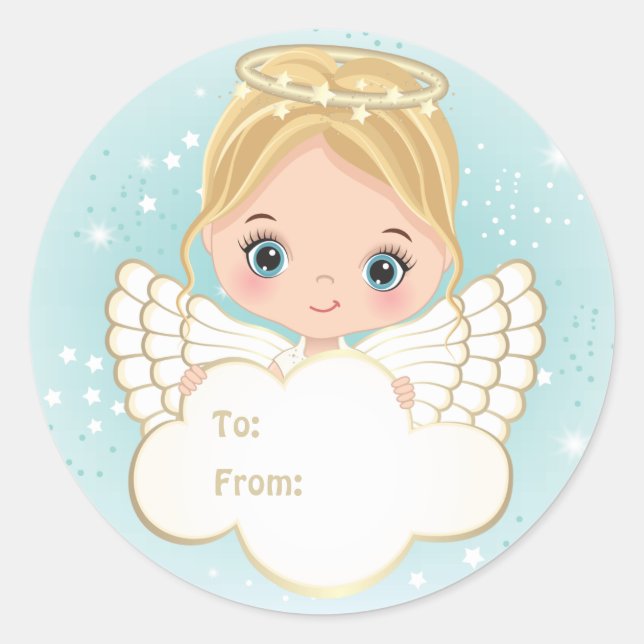 Sticker Cloud de Nativité mignon Angel tenant (Devant)
