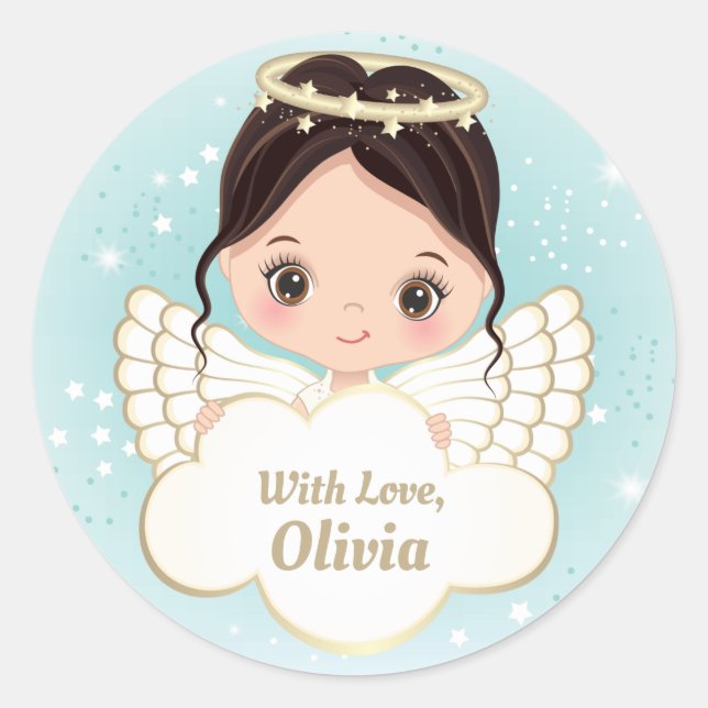 Sticker Cloud de Nativité mignon Angel tenant (Devant)