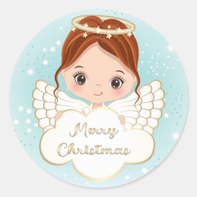 Sticker Cloud de Nativité mignon Angel tenant (Devant)