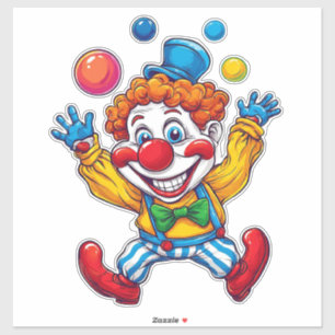 Sticker Clown joueur sautant avec des balles brillantes