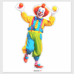 Sticker Clown joueur sautant avec des balles brillantes