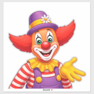 Sticker Clown Joyeux Avec Chapeau Violet