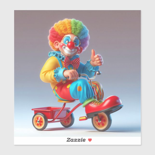Sticker Clown sur un vélo pour enfants par Natasha Us (Feuille)
