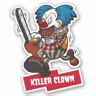 Sticker Clown tueur Halloween horreur tronçonneuse dessin