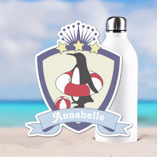 Sticker Club de natation personnalisé Crest Cute Penguin E